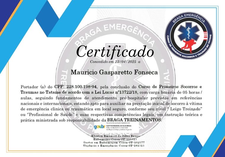 Certificado de primeros auxilios